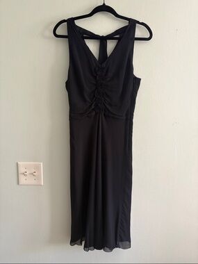 Ann Taylor silk Sleeveless Midi Dress with Back Tie and Rosette Front Detail 4